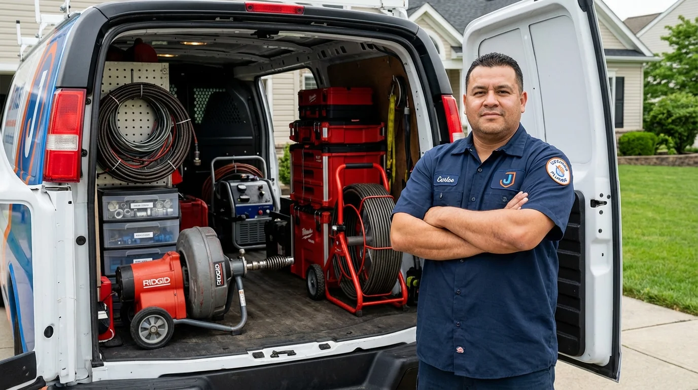 Professional drain cleaning equipment and Johns Plumbing LLC plumber in Warrensburg