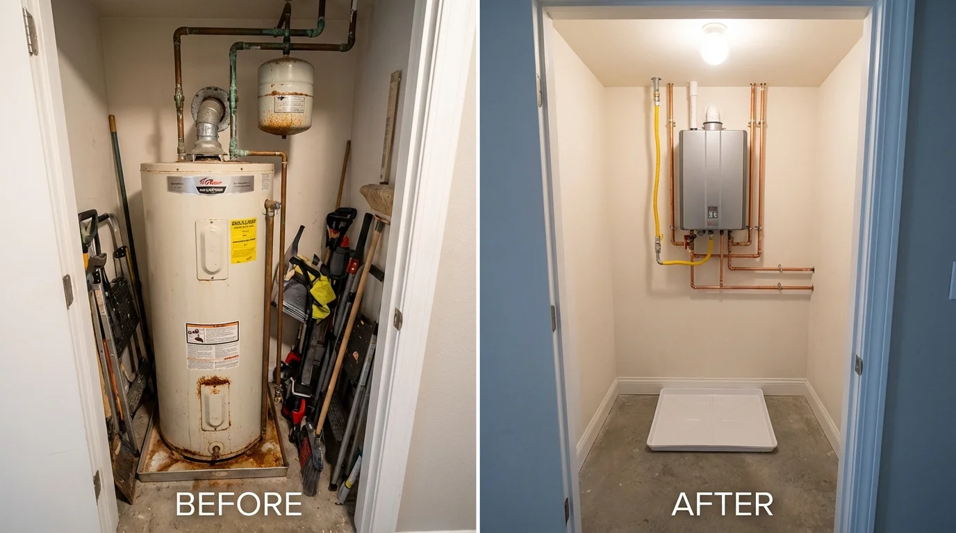 Tank water heater versus wall-mounted tankless unit comparison for Warrensburg, MO homeowners